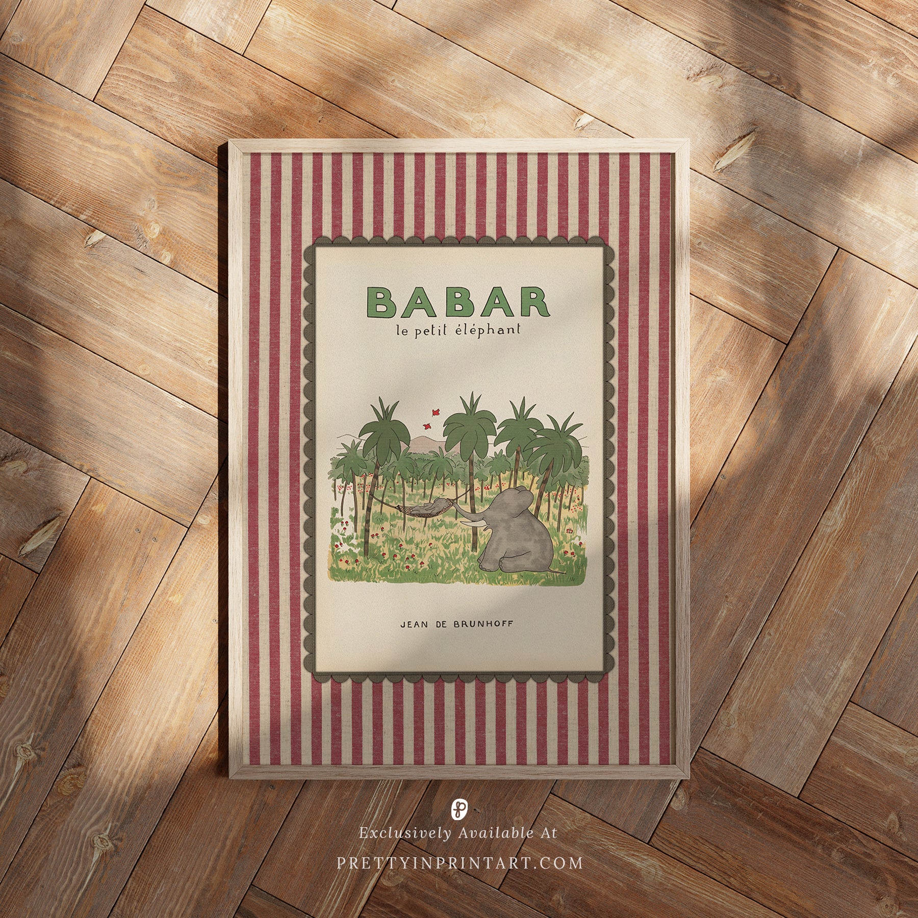 Babar Nursery Art - Babar the Elephant nursery wall art print, Vintage Babar nursery decor for baby’s room, Classic Babar prints for children’s bedrooms