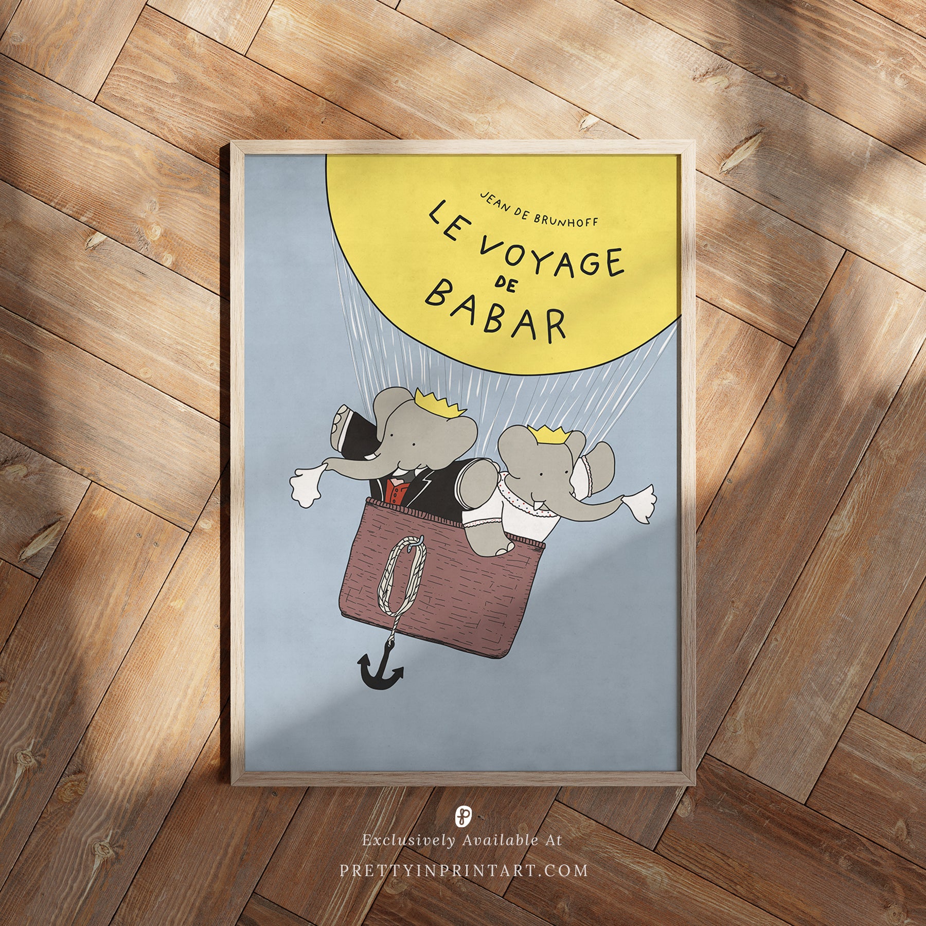 Babar Nursery Art - Babar the Elephant nursery wall art print, Vintage Babar nursery decor for baby’s room, Classic Babar prints for children’s bedrooms