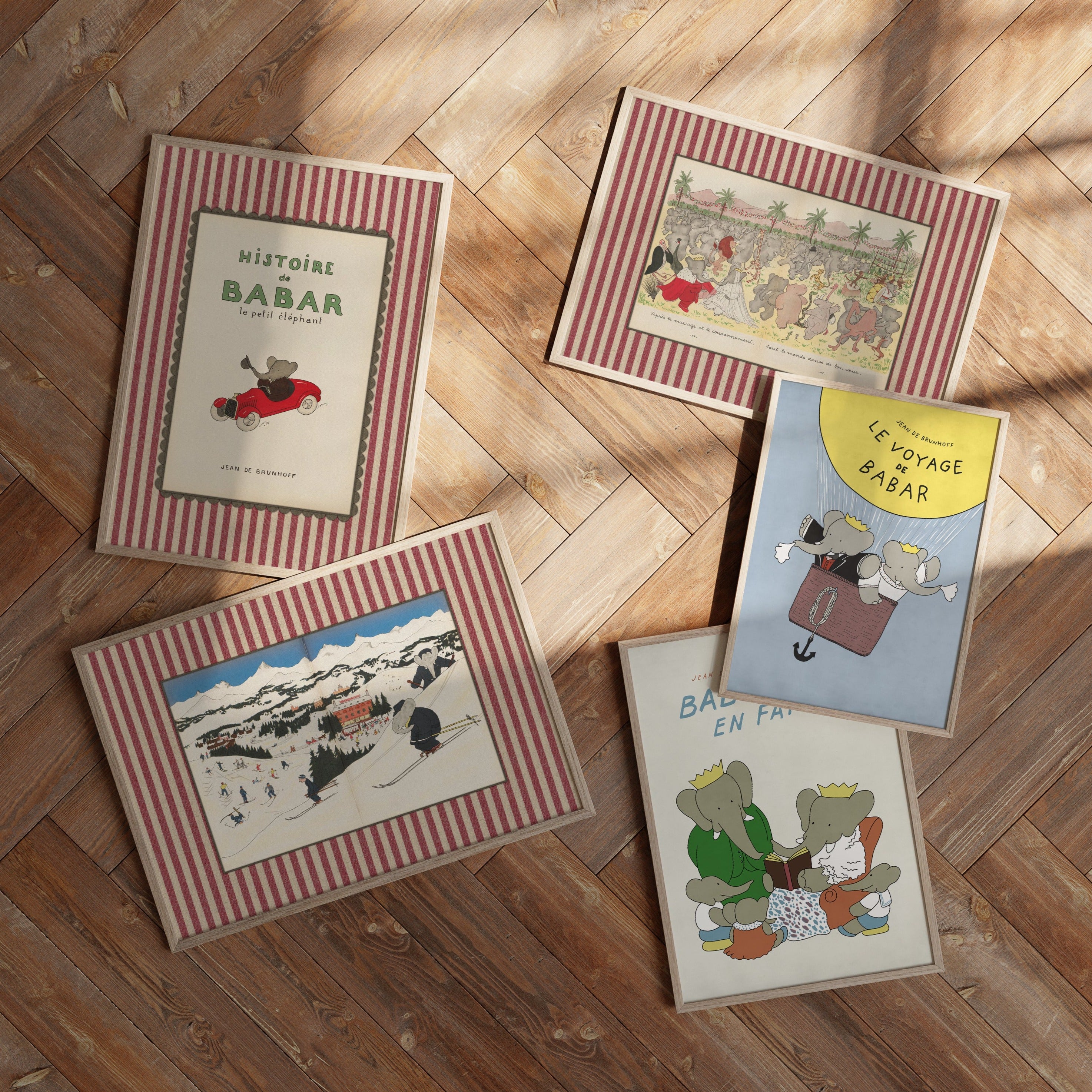 Babar Nursery Art - Babar the Elephant nursery wall art print, Vintage Babar nursery decor for baby’s room, Classic Babar prints for children’s bedrooms