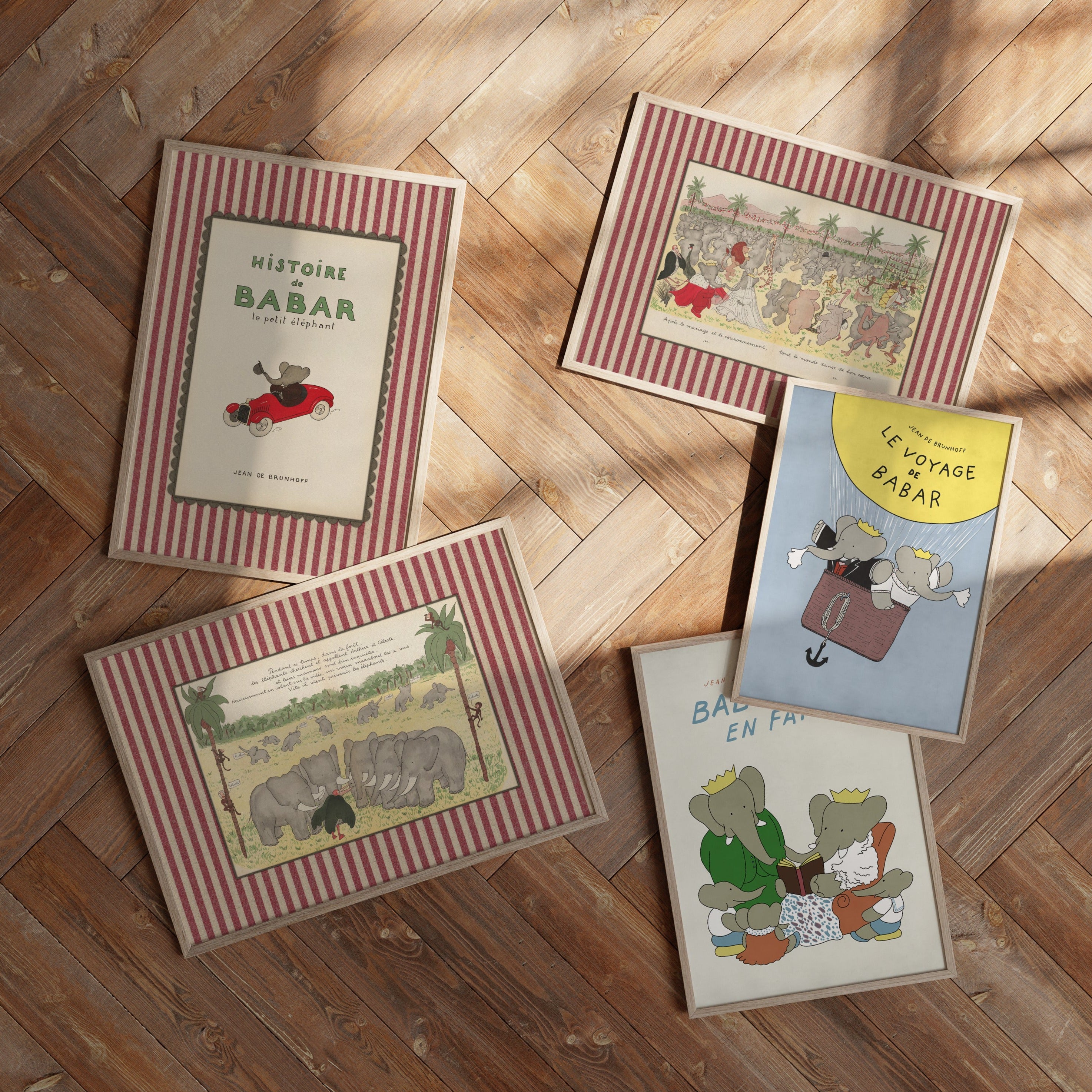 Babar Nursery Art - Babar the Elephant nursery wall art print, Vintage Babar nursery decor for baby’s room, Classic Babar prints for children’s bedrooms