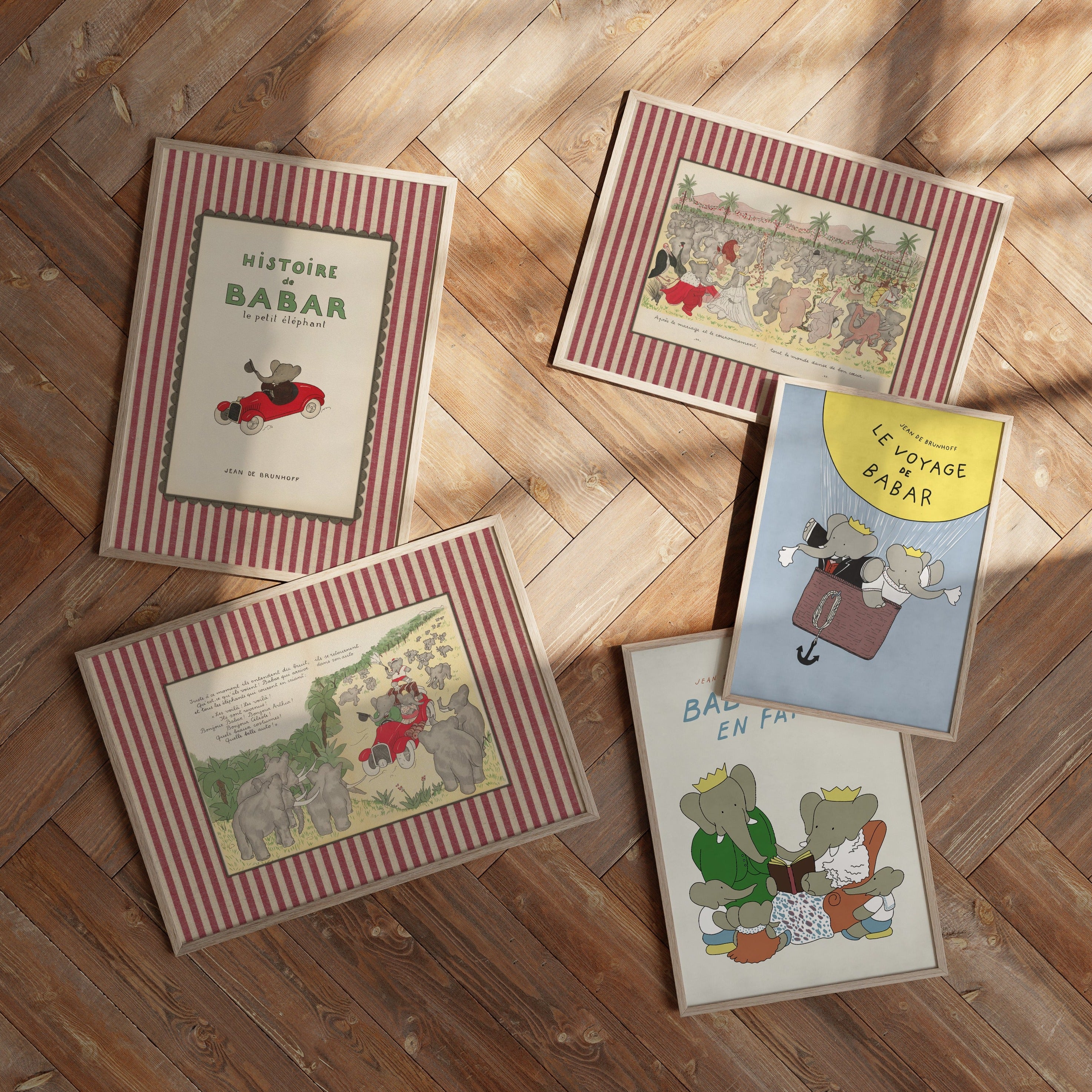 Babar Nursery Art - Babar the Elephant nursery wall art print, Vintage Babar nursery decor for baby’s room, Classic Babar prints for children’s bedrooms