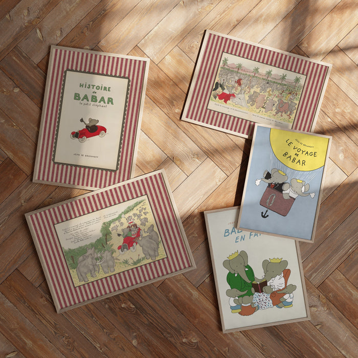 Babar the Elephant Nursery Decor – Classic Baby Room Prints