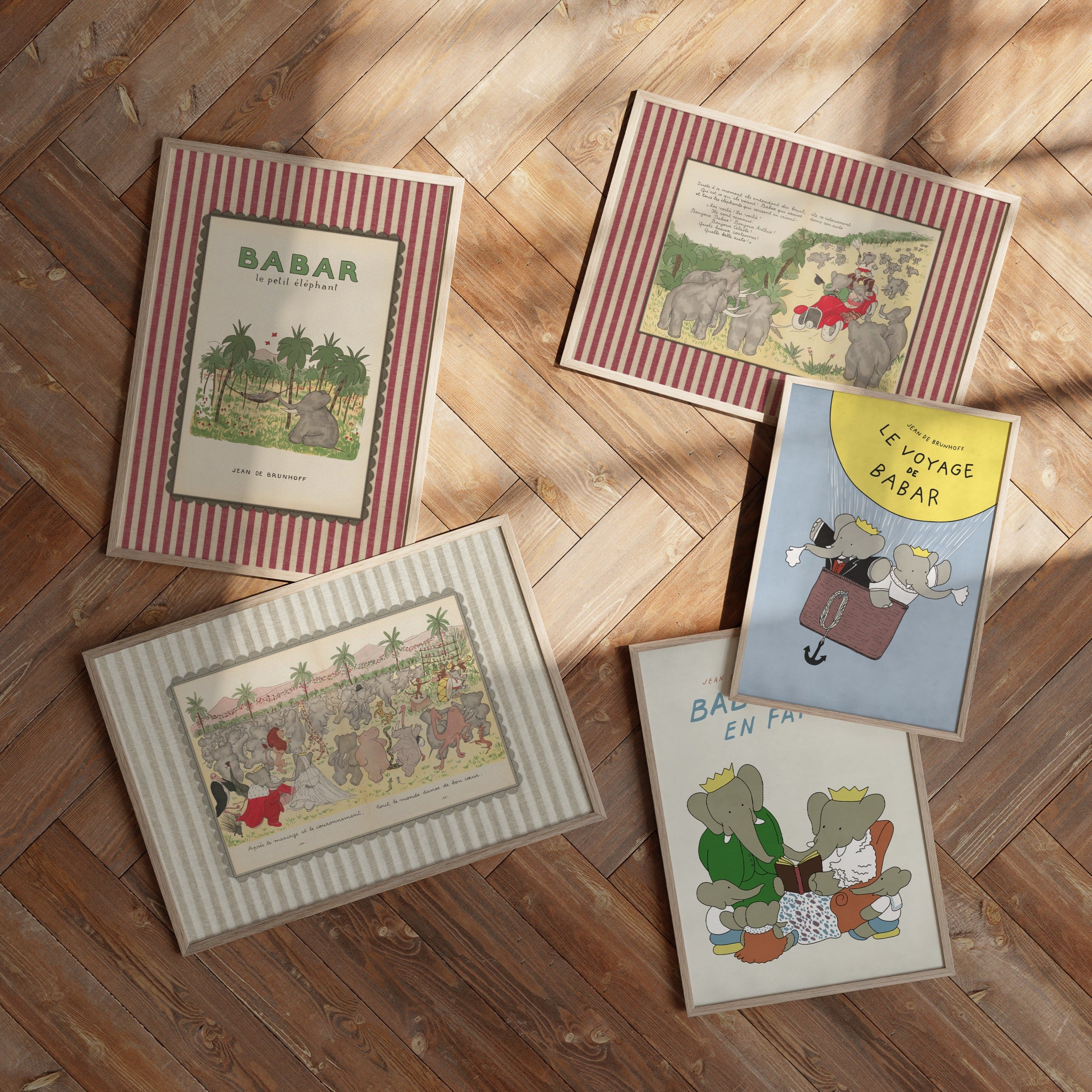 Babar Nursery Art - Babar the Elephant nursery wall art print, Vintage Babar nursery decor for baby’s room, Classic Babar prints for children’s bedrooms