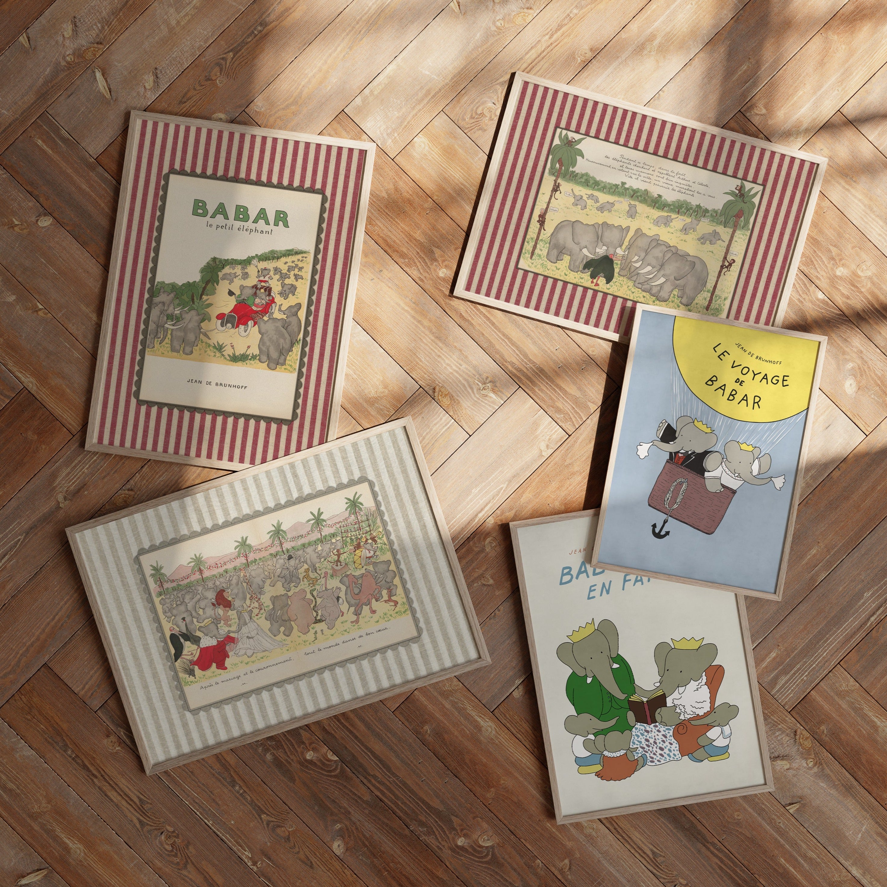 Babar Nursery Art - Babar the Elephant nursery wall art print, Vintage Babar nursery decor for baby’s room, Classic Babar prints for children’s bedrooms