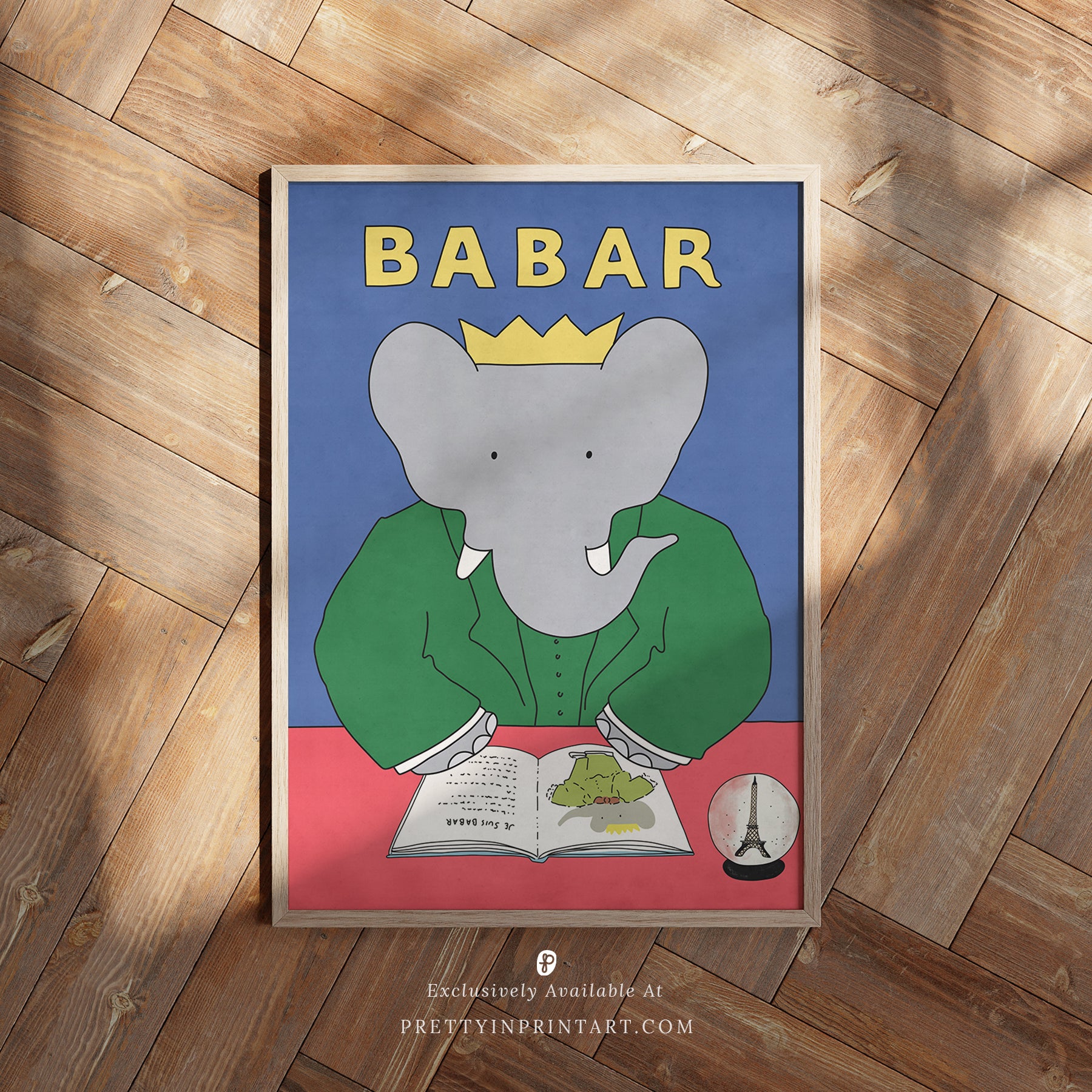 Babar Nursery Art - Babar the Elephant nursery wall art print, Vintage Babar nursery decor for baby’s room, Classic Babar prints for children’s bedrooms