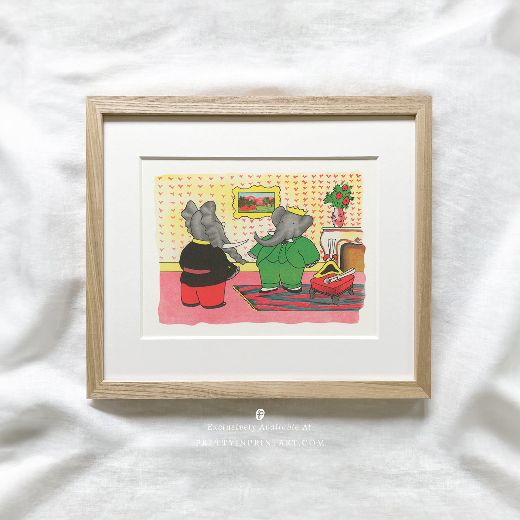 Babar Nursery Art - Babar the Elephant nursery wall art print, Vintage Babar nursery decor for baby’s room, Classic Babar prints for children’s bedrooms