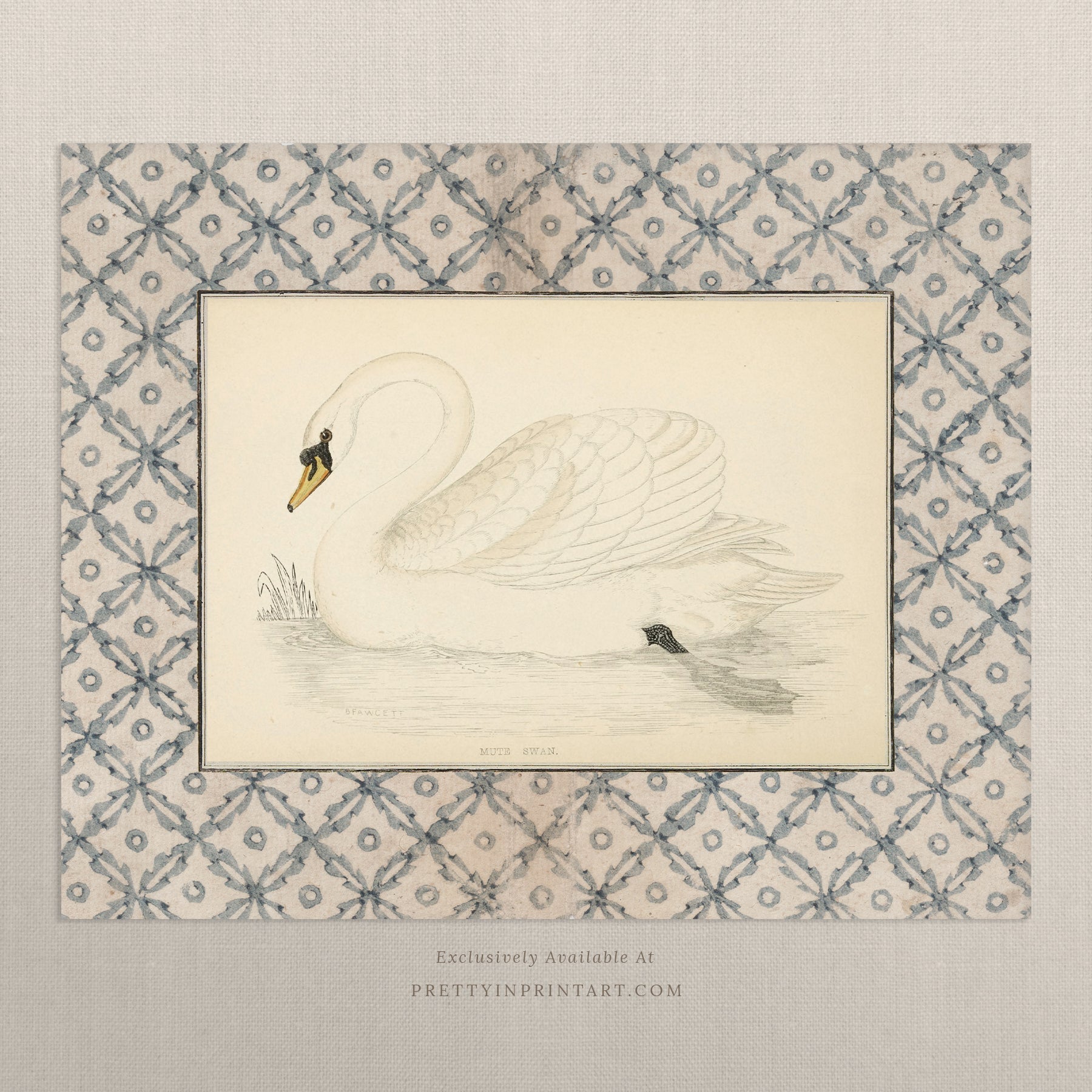 Vintage Swan Nursery Art Print 001 |  Unframed