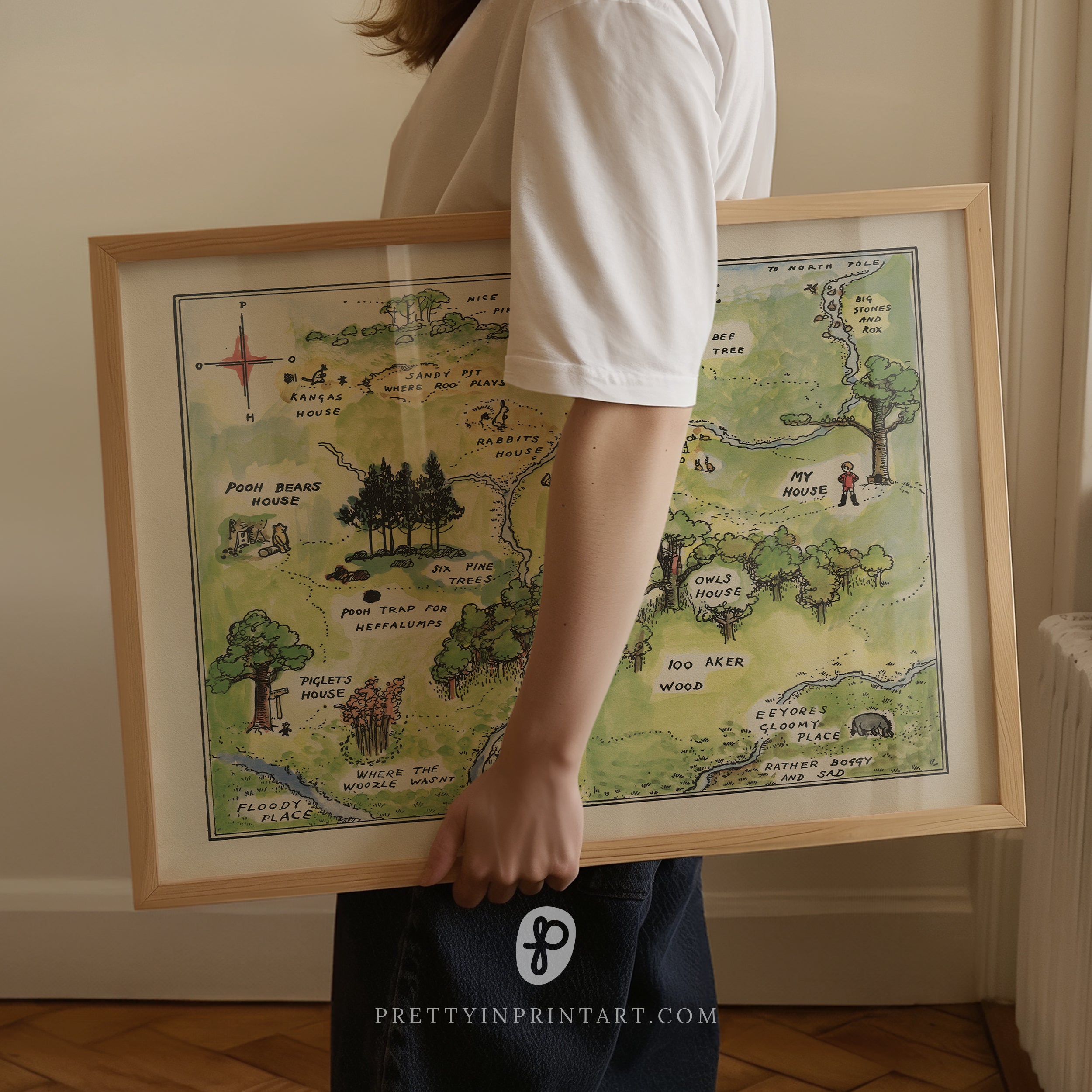 gender-neutral-winnie-the-pooh-wall-art-print-acre-wood-nursery-decor

