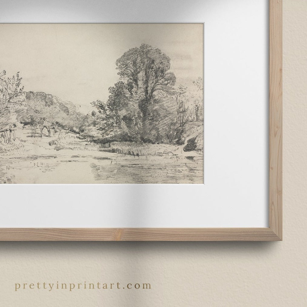 Pencil Sketch, Landscape 00729 |  Framed & Mounted Print