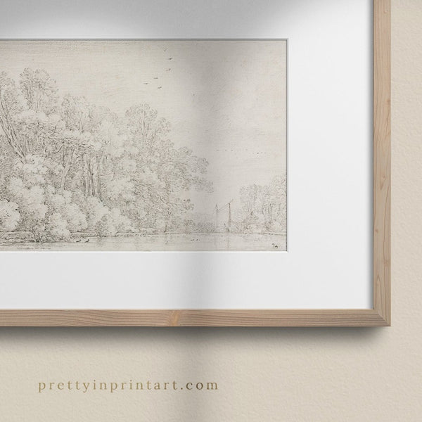 Pencil Sketch, Landscape 00730 |  Framed & Mounted Print