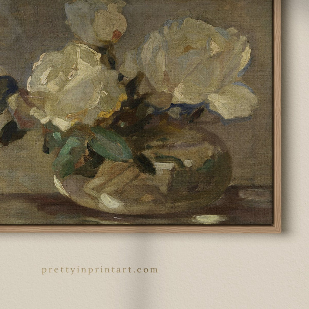 White Flowers in Vase, 00846 |  Framed Canvas