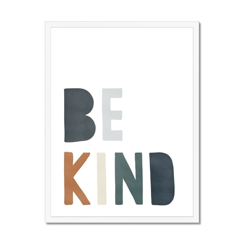 Be Kind Print - Navy, Brown & Green |  Framed Print