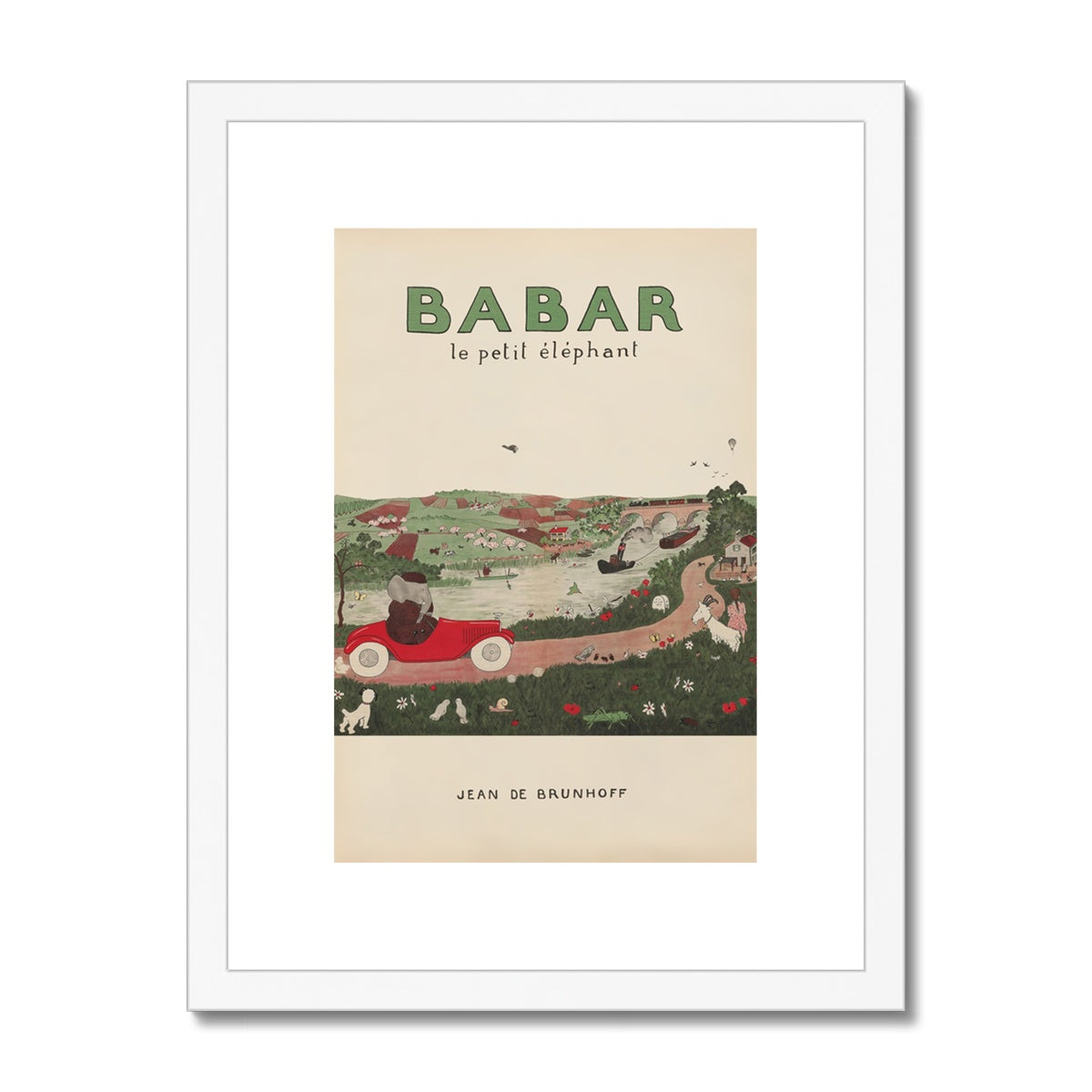 Babar Nursery Art - Babar the Elephant nursery wall art print, Vintage Babar nursery decor for baby’s room, Classic Babar prints for children’s bedrooms