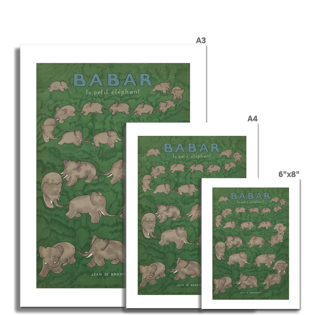 Babar Nursery Art - Babar the Elephant nursery wall art print, Vintage Babar nursery decor for baby’s room, Classic Babar prints for children’s bedrooms
