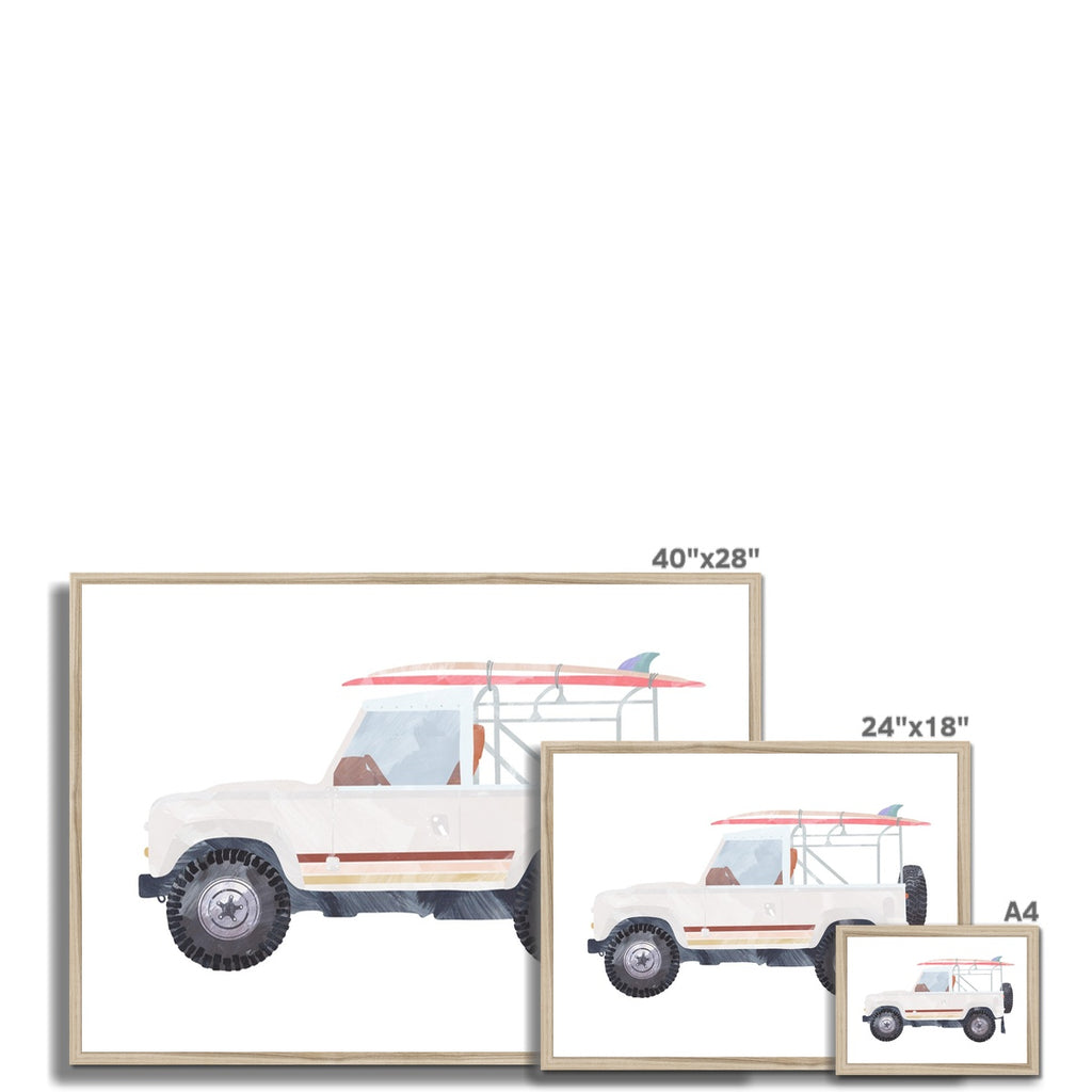 4x4 Land Rover - White Beach |  Framed Print