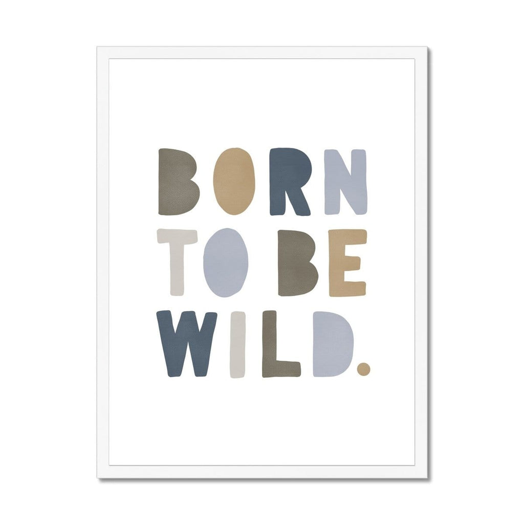 Born To Be Wild Print - Blue & Beige |  Framed Print