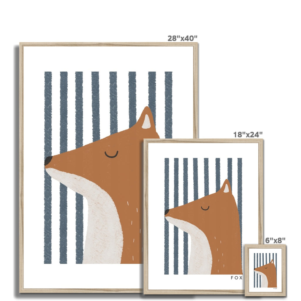 Fox Print - Blue Stripes |  Framed Print