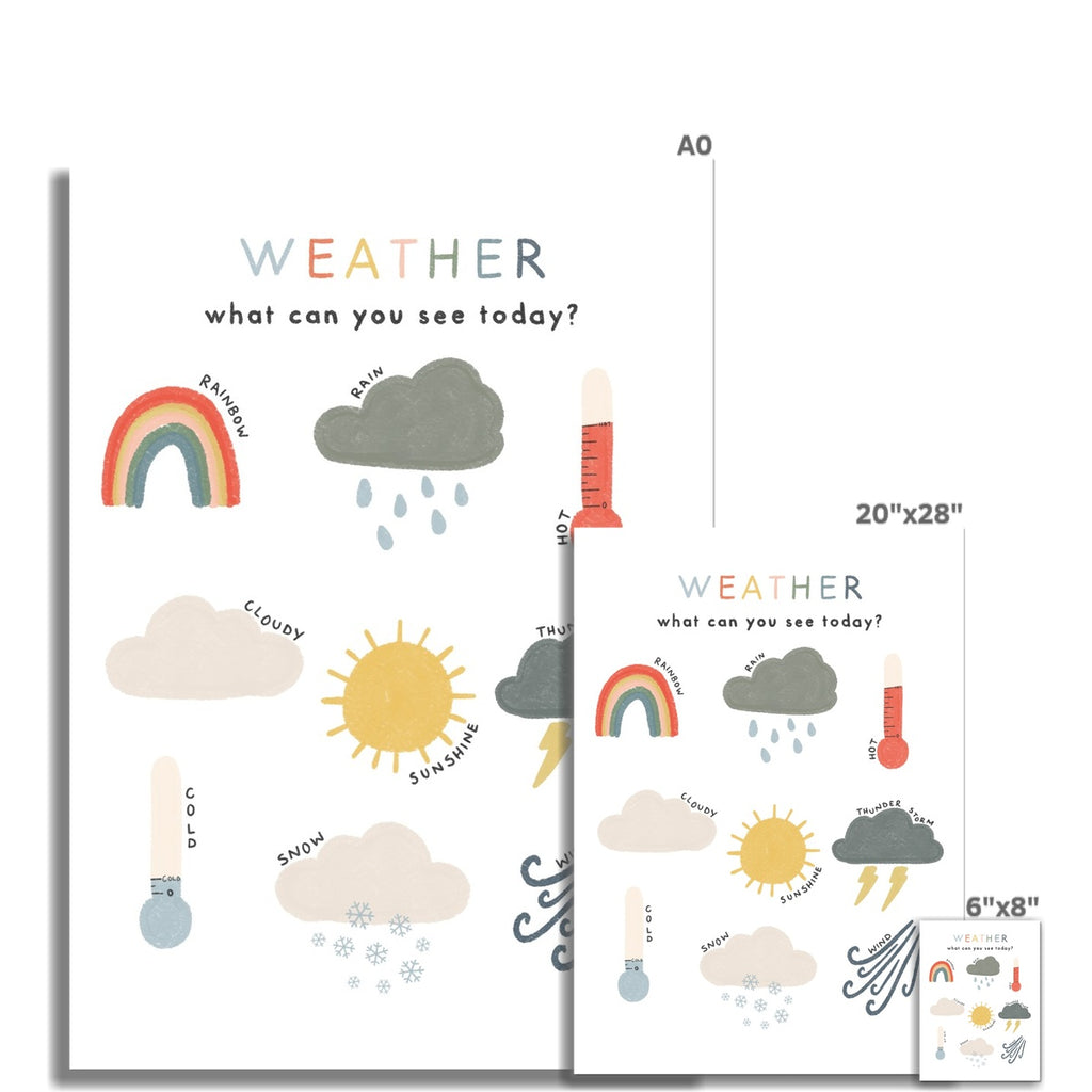 Weather Chart Print - Educational Art |  Unframed
