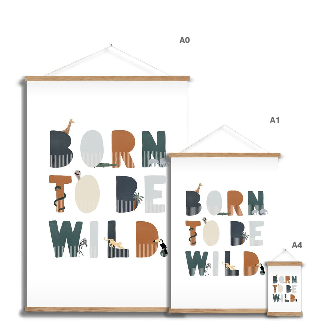 Born To Be Wild Print - Navy Illustrated |  Fine Art Print with Hanger