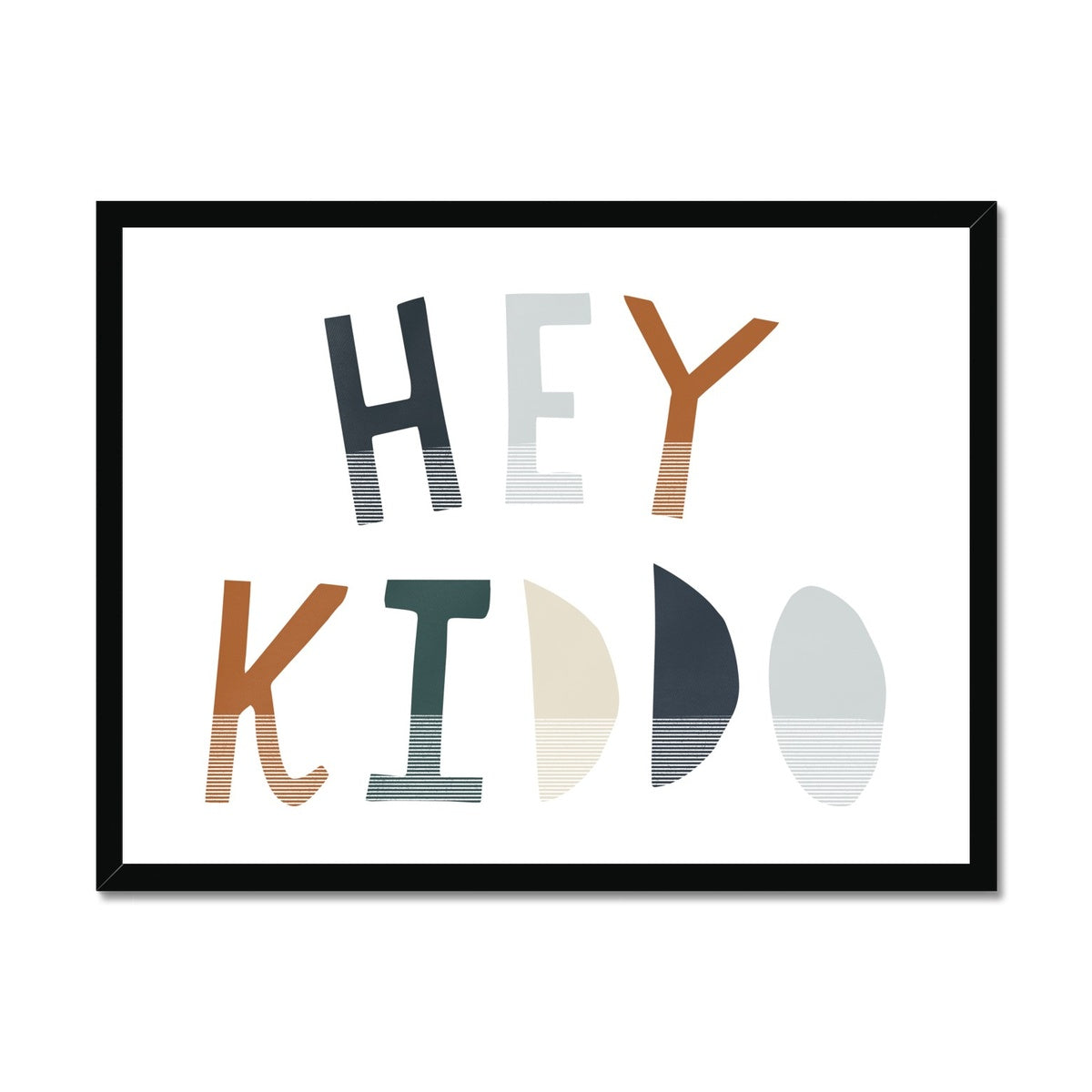 Hey Kiddo - Navy & Brown (Landscape) |  Framed Print