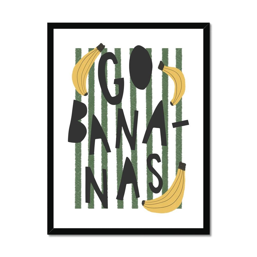 Go Bananas - Green Stripes |  Framed Print