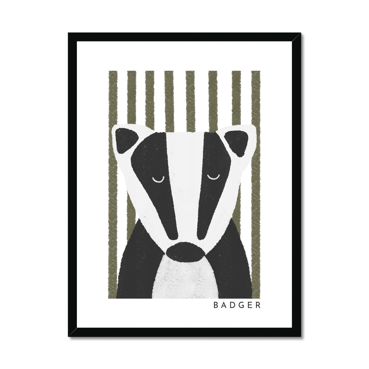 Badger Print - Green Stripes |  Framed Print