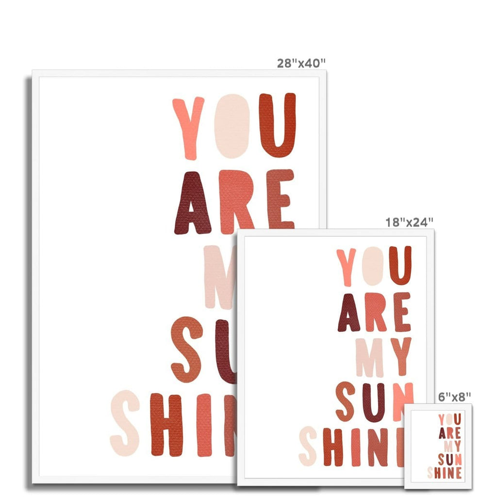 You Are My Sunshine - Red & Pink |  Framed Print