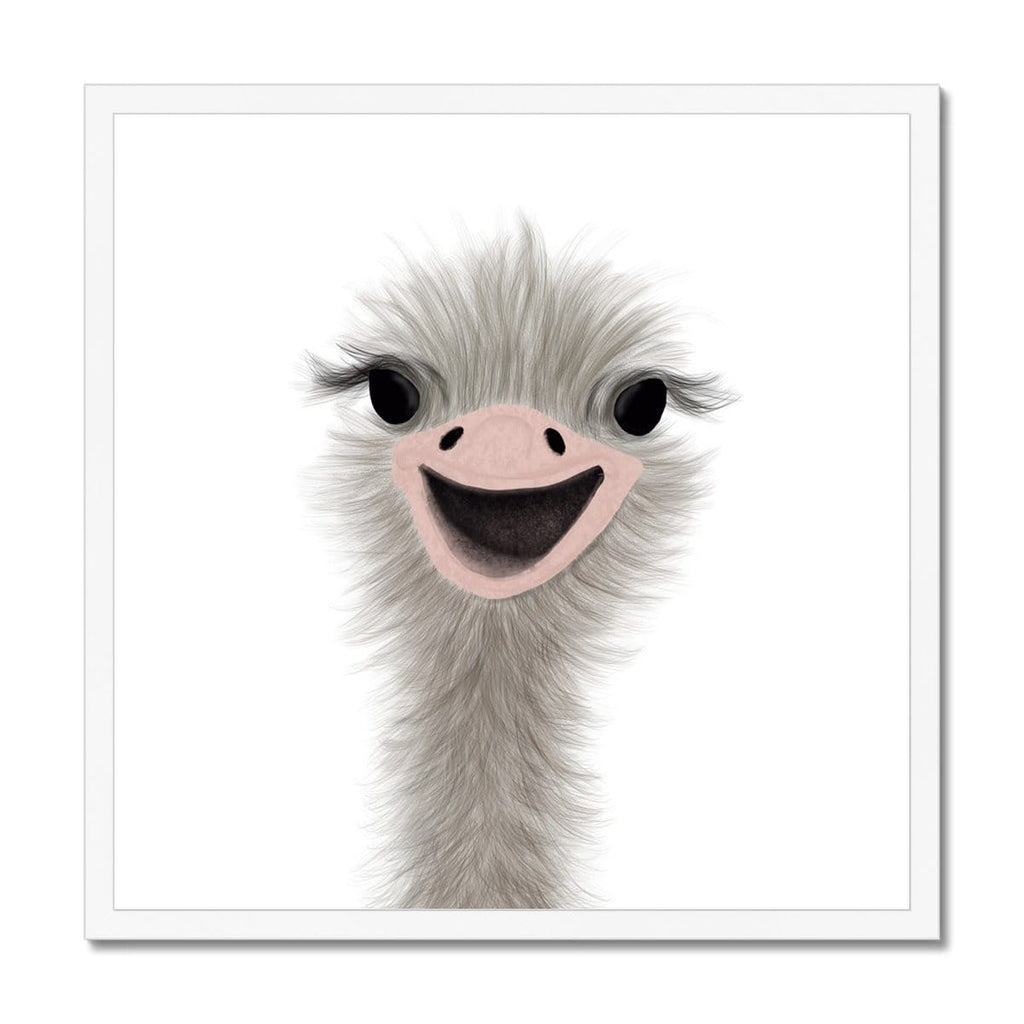 Ostrich Peekaboo - Portrait |  Framed Print