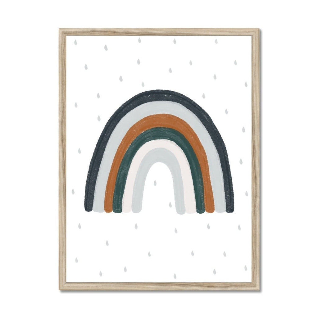 Rainbow Wall Art - Navy Blue, Green, Brown |  Framed Print