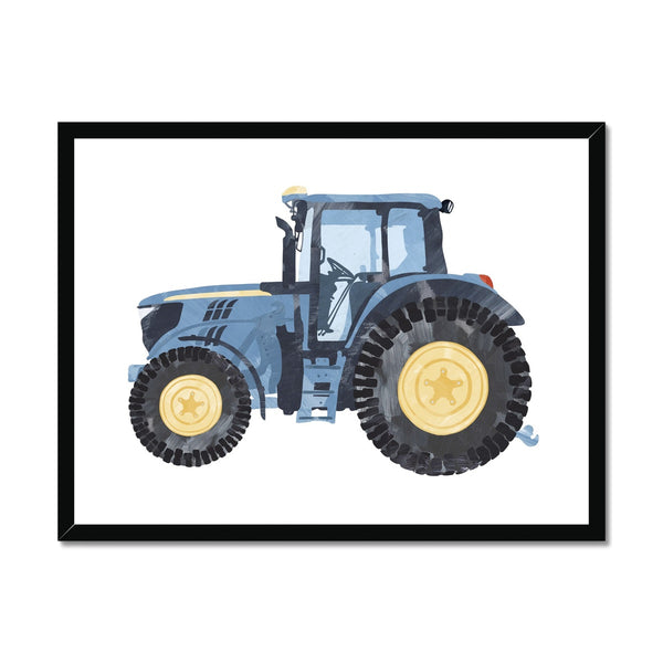 Tractor Kids Art | Blue |  Framed Print