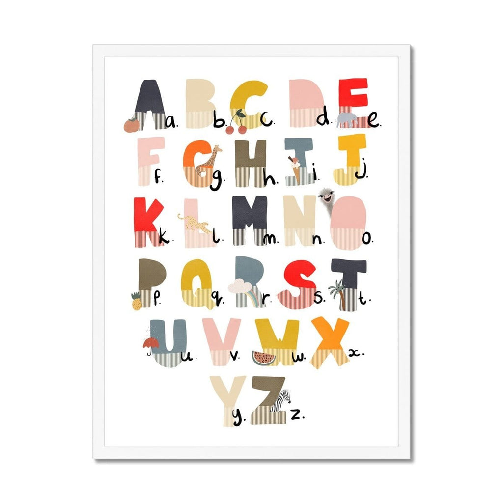 Alphabet Chart - Muted Rainbow, Illustrated |  Framed Print