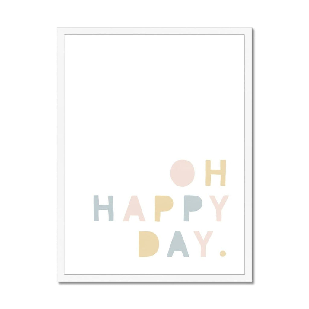 Oh Happy Day - Pink, Yellow & Blue |  Framed Print