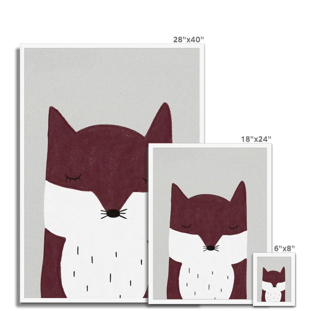 Sleepy Fox - Red |  Framed Print