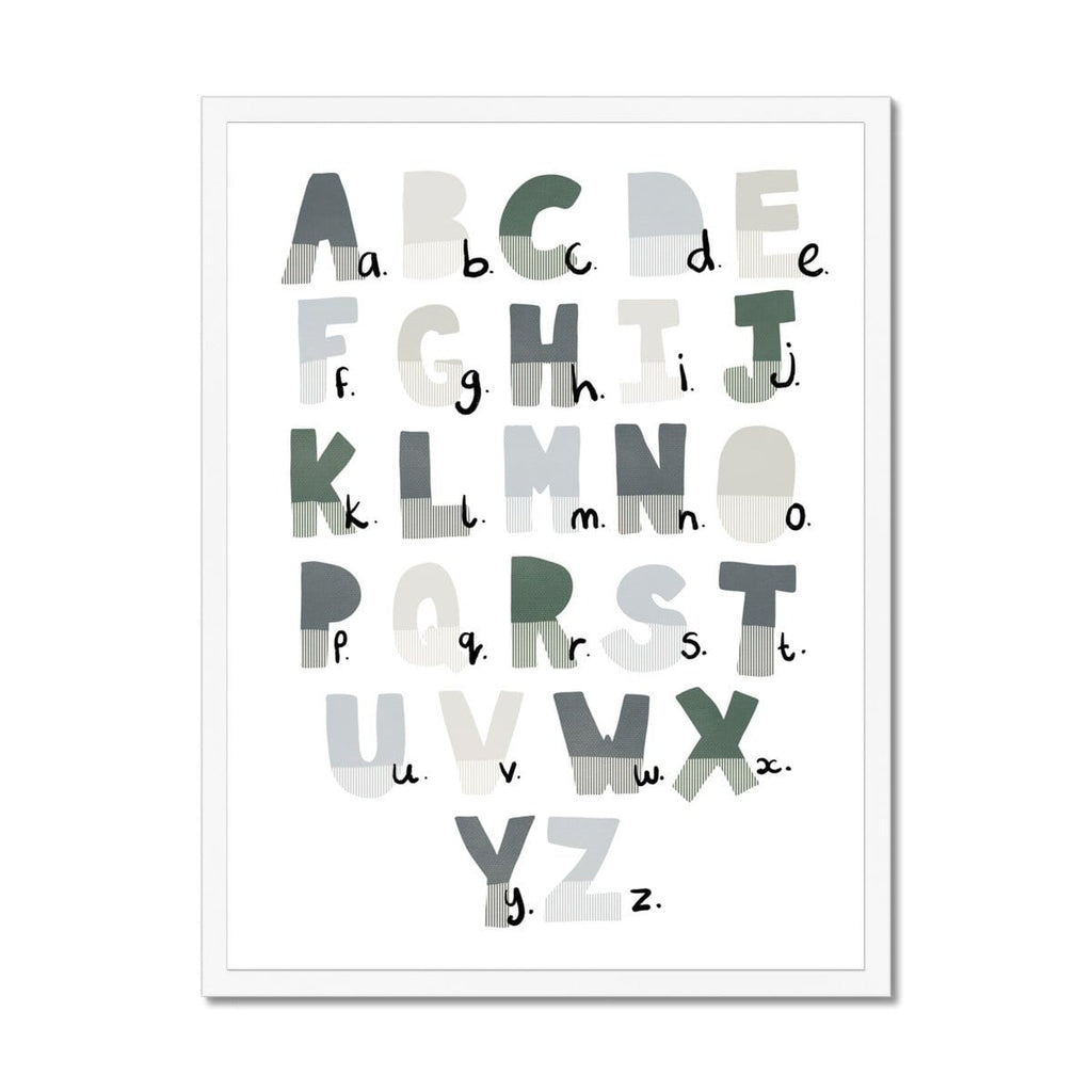 Alphabet Chart - Blue & Green |  Framed Print