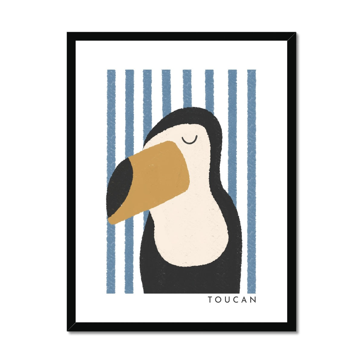 Toucan Print - Blue Stripes |  Framed Print