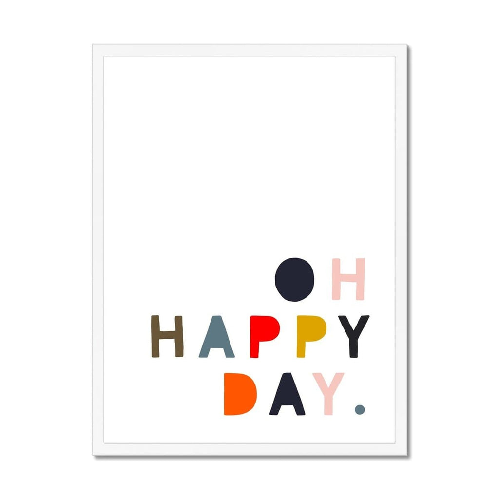 Oh Happy Day - Muted Rainbow Colours |  Framed Print