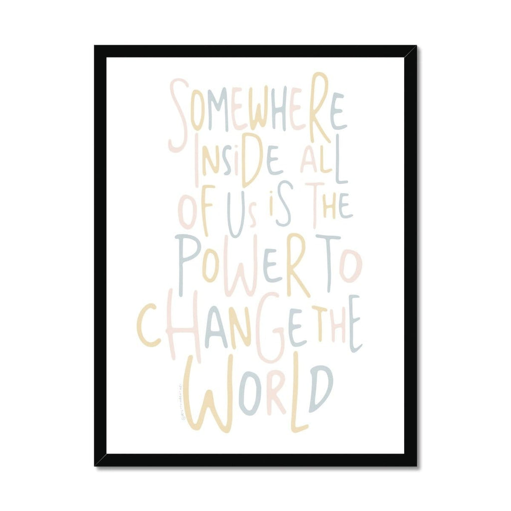 Somewhere Inside All of Us Quote - Pink Rainbow |  Framed Print