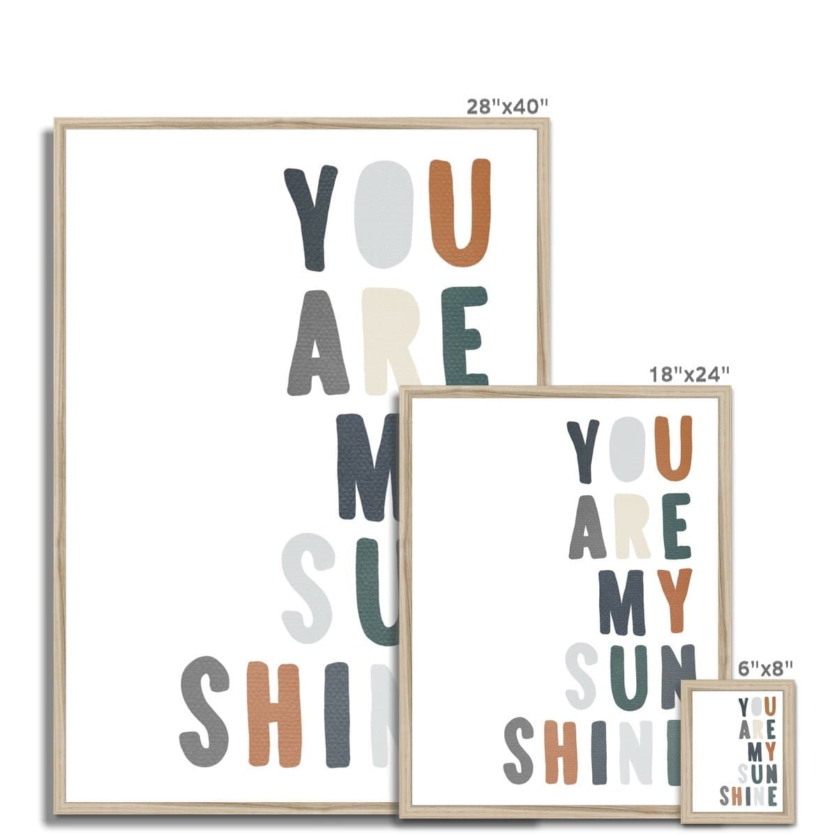 You Are My Sunshine - Navy & Brown |  Framed Print