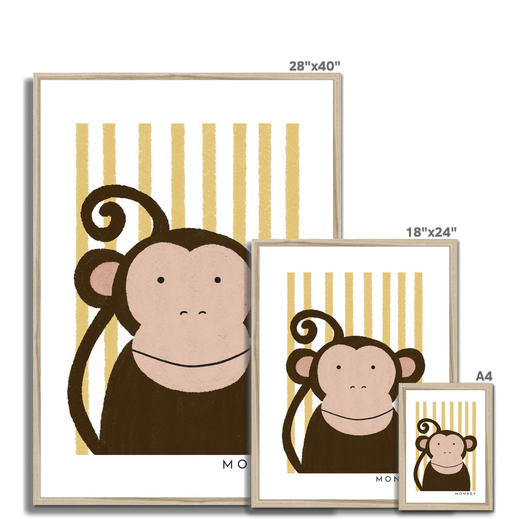 Monkey Print - Yellow Stripes |  Framed Print