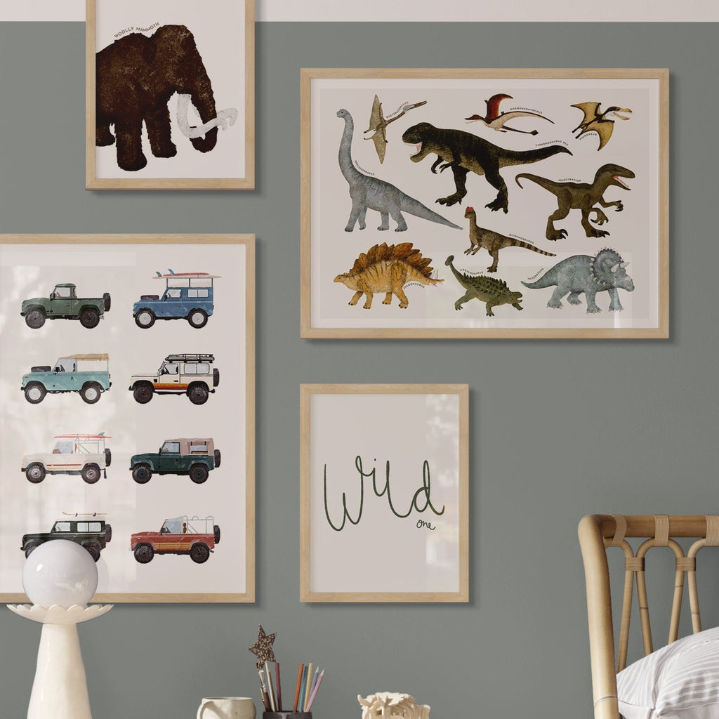 Dinosaur Educational Chart |  Fine Art Print with Hanger