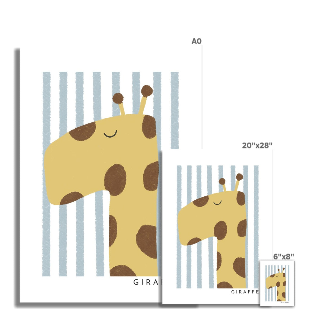 Giraffe Print - Blue Stripes |  Unframed