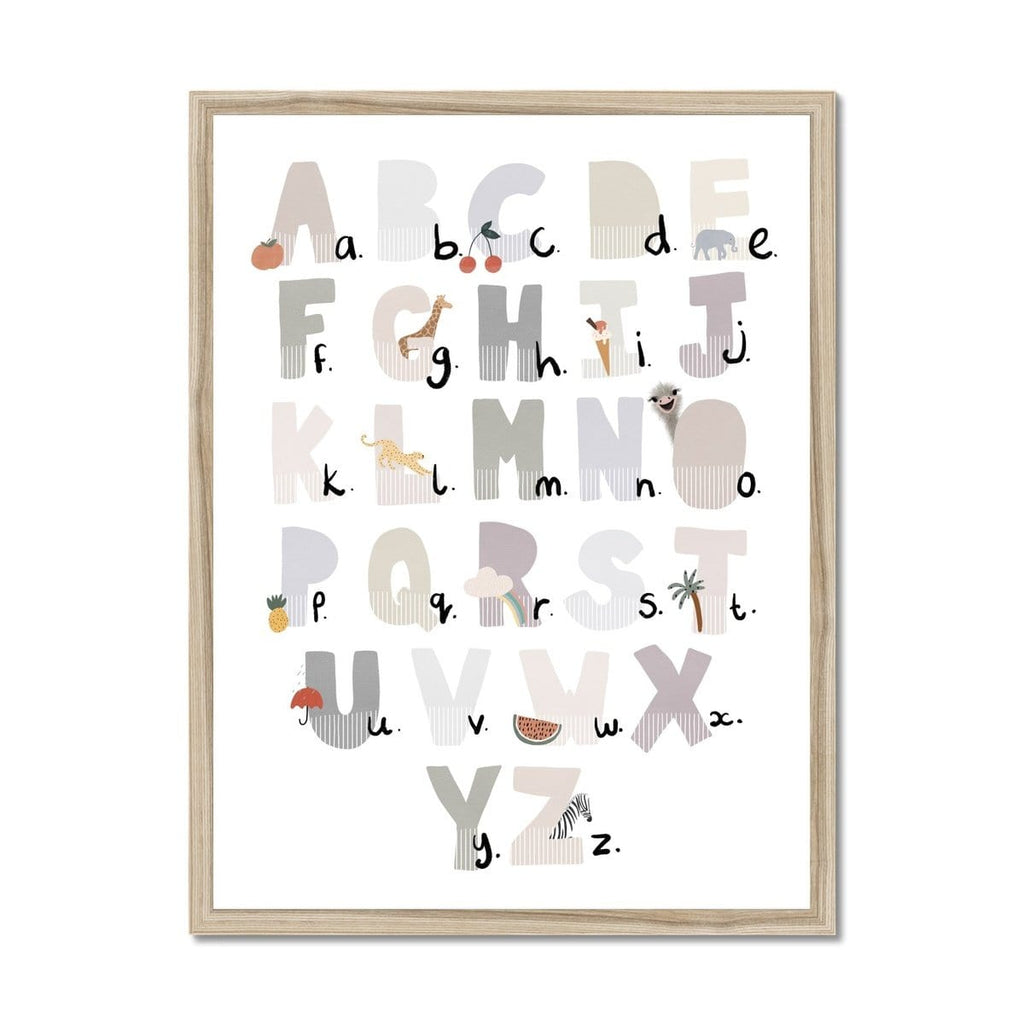 Alphabet Chart - Illustrated Natural |  Framed Print