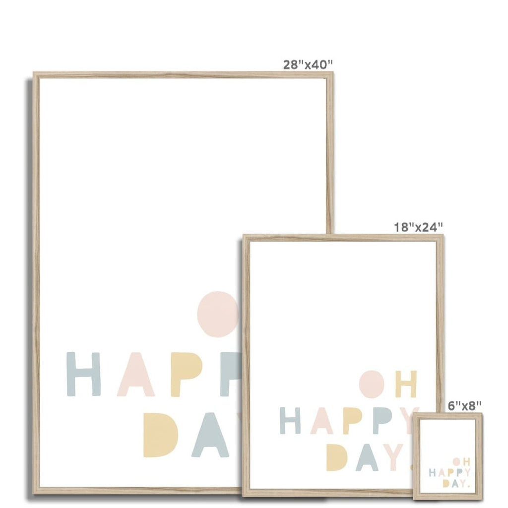 Oh Happy Day - Pink, Yellow & Blue |  Framed Print