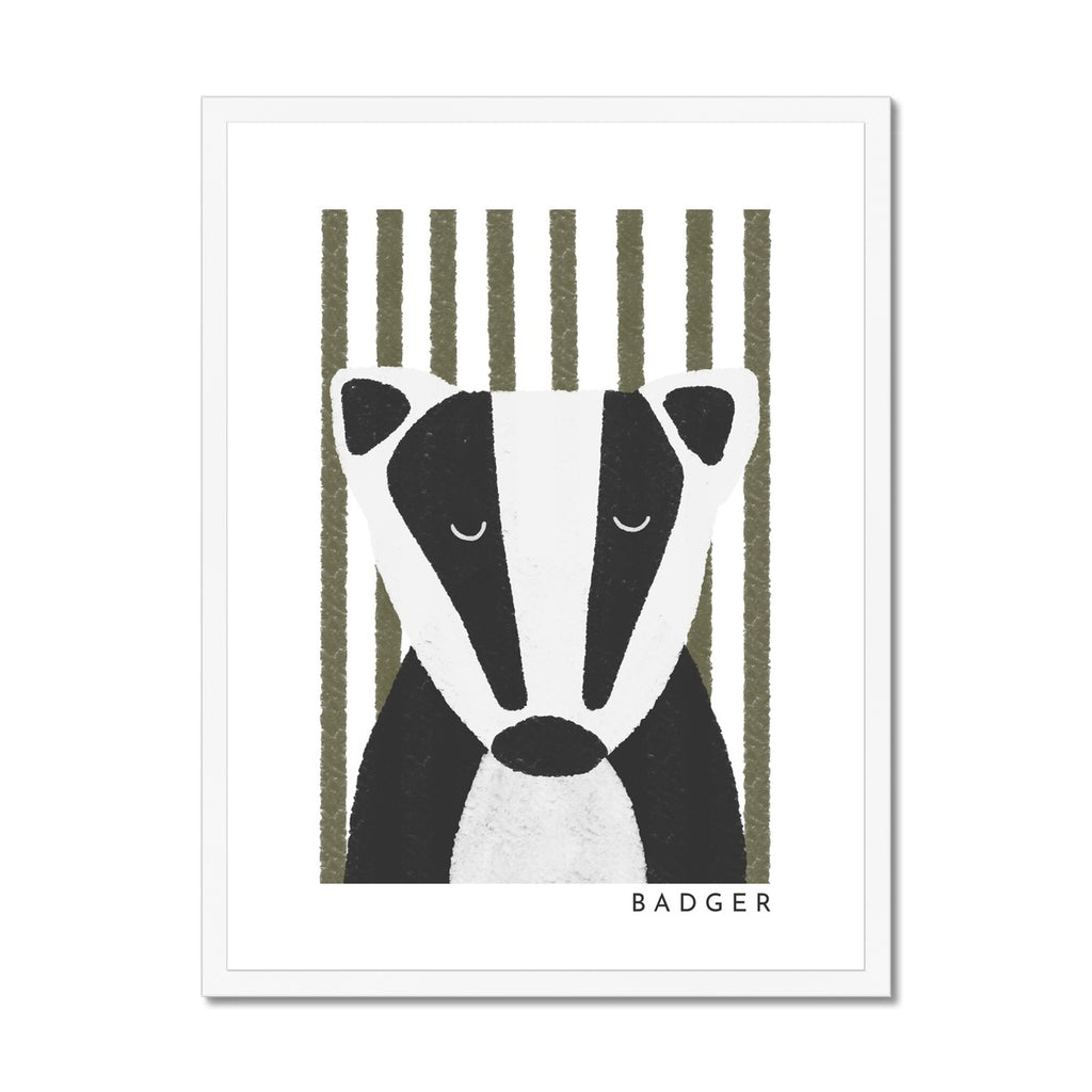 Badger Print - Green Stripes |  Framed Print