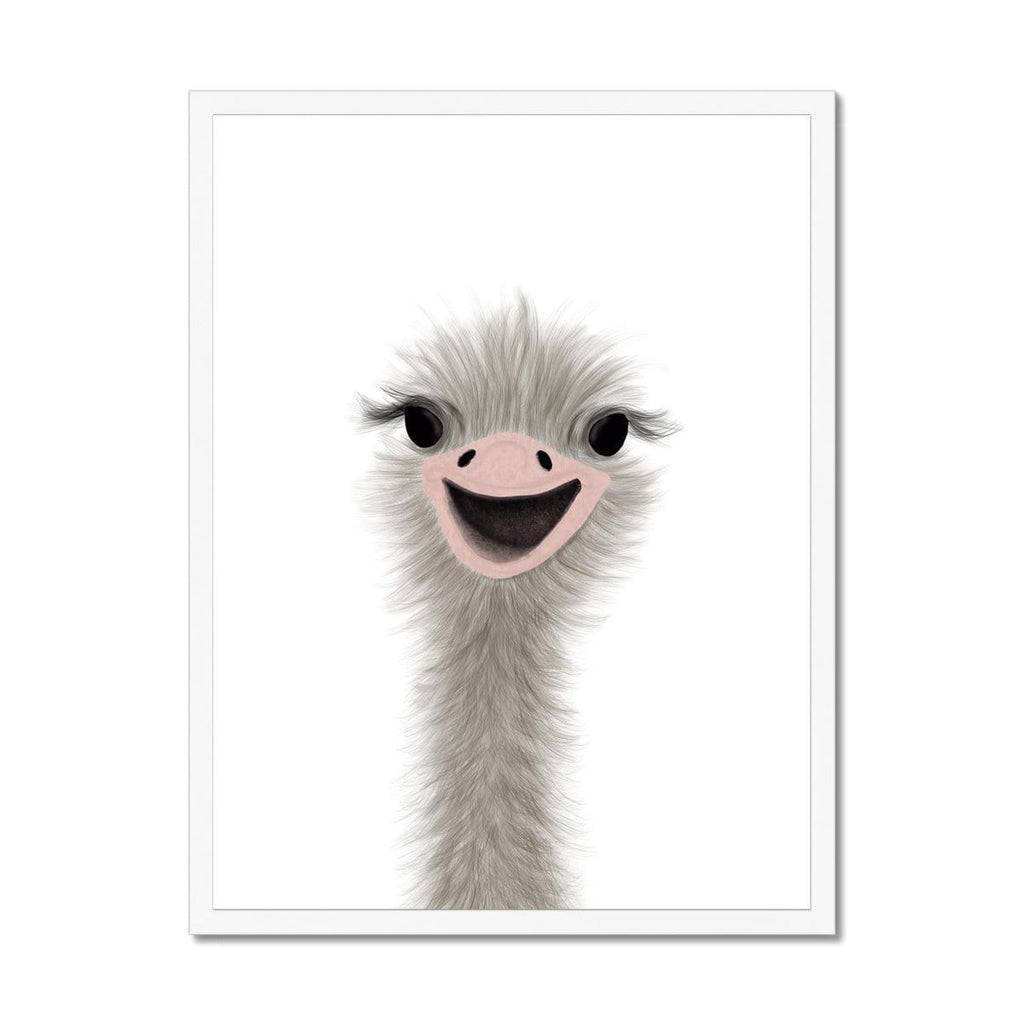 Ostrich Peekaboo - Portrait |  Framed Print