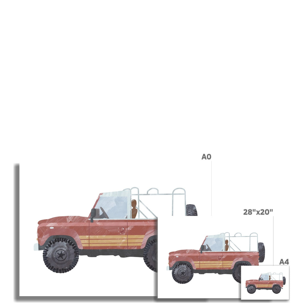 4x4 Jeep - Red Beach |  Unframed