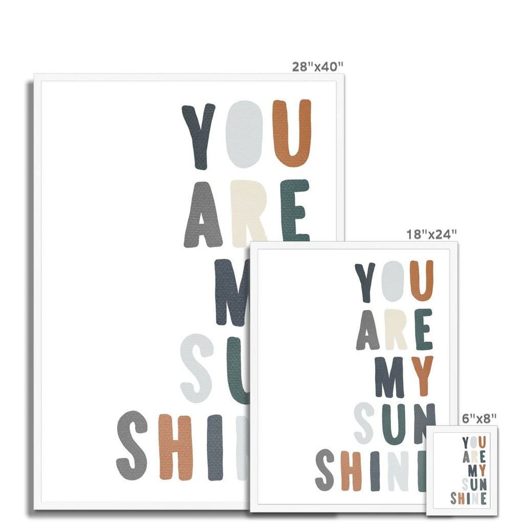 You Are My Sunshine - Navy & Brown |  Framed Print