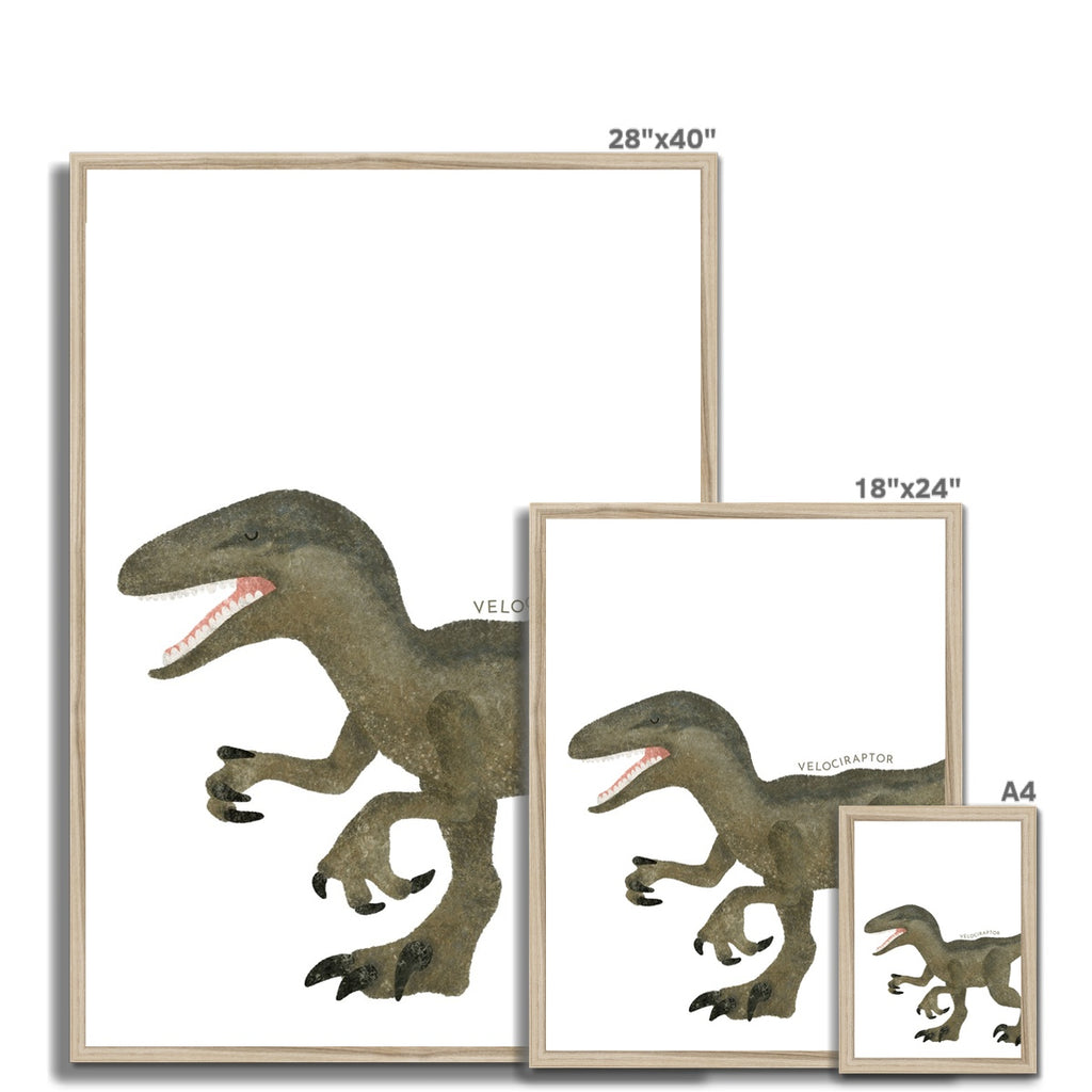 Dinosaur Art - Velociraptor - Portrait |  Framed Print