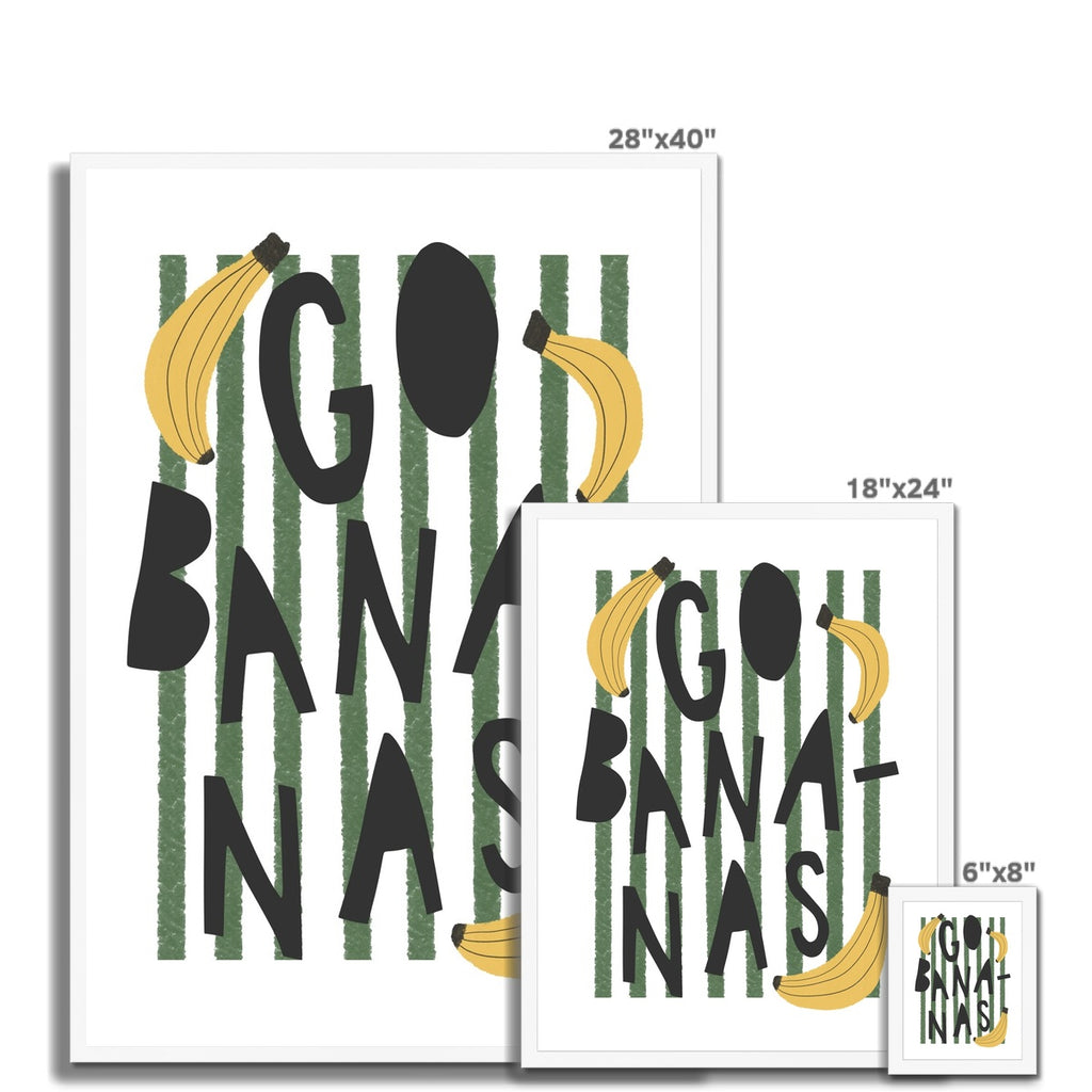 Go Bananas - Green Stripes |  Framed Print