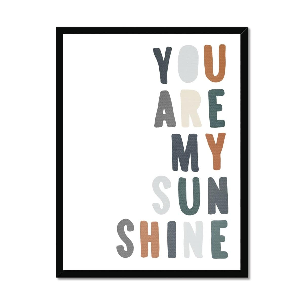 You Are My Sunshine - Navy & Brown |  Framed Print